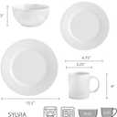 Pfaltzgraff Sylvia 32-Piece White Dinnerware Set, Service for 8, Durable Stoneware Plates, Bowls, and Mugs, Microwave and Dishwasher Safe