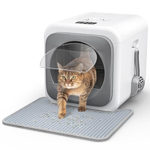 Kotlie Smart Odor Control Cat Litter Box Large Enclosed Cat Litter Box for Big Cats&Multiple Cats, Easy Clean Kitty Litter Box with Infrared Sensor, Scoop&Mat, 5V/1A USB