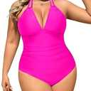 Aqua Eve Plus Size Swimsuits One Piece Bathing Suit for Women Tummy Control Sexy Halter Swimwear (16W)