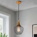 KSANA Modern Industrial Pendant Light, Black Open-Cage Hanging Light with Brushed Antique Gold Accent, Adjustable Ceiling Light Fixture for Kitchen Island, Dining Room, Foyer, or Bedroom