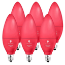 6 Pack BlueX LED Candle Red Light Bulb - 4W (40Watt Equivalent) - E12 Base Red LED Bulb, Party Decoration, Porch, Home Lighting, Holiday Lighting, Chandelier Light Bulbs, Candelabra Bulbs