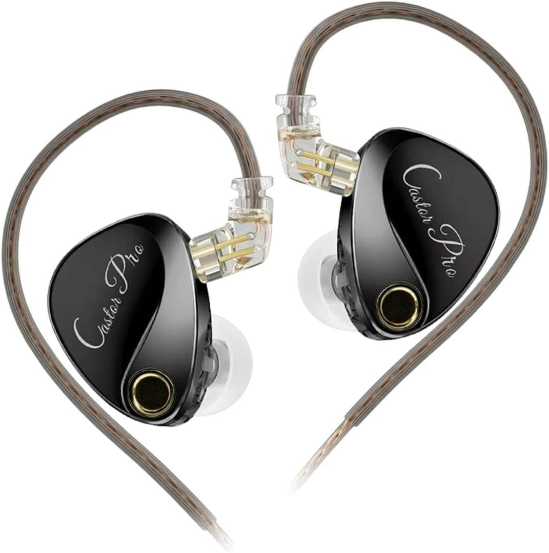 KZ Castor Pro - Enhanced Basses, Integrated Equalizer, Hi-Fi Detachable Cable, Dual Dynamic Driver, Beaver Enhanced Version (Metallic Black with Microphone)