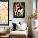 Jesus and Cardinal Canvas Wall Art Jesus Saves Cardinalis Painting Decor Picture Christian God Thorns Red Birds Posters Prints for Dining Living Prayer Room Kitchen Church Wall Bedroom Decoration (16"L x 12"W)