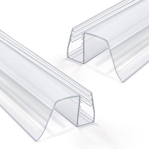 Bathroom Shower Glass Door Bottom Seal Strip, 2PCS 36 Inch Long Clear PVC Seal Strips for 5/16"(8mm) - 3/8"(10mm) Thick Framless Glass Door Panel