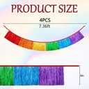 Watayo 4 Pcs Rainbow Foil Fringe Garland,29Ft Rainbow Tinsel Metallic Glitter Banner, LGBT Hanging Table Skirts for Unicorn Birthday Wedding Pride Month Parade Float Party Decor