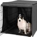 Friends Forever Metal Dog Crate Cover 30 inch w/Light Blocking Protective Curtain, Dog Cage Cover w/Roller Shades, Machine Washable, Trucker Black