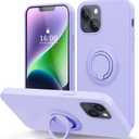 MOCCA Compatible with iPhone 14 Plus Phone Case with Ring Stand | Super Soft Microfiber Lining | Full-Body Anti-Scratch Liquid Silicone Case for iPhone 14 Plus Women Girls 6.7inch - Light Purple