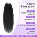 Human Crochet Hair for Black Women Kinky Straight Feather Crochet Human Hair Extensions 20 inch 50g Lightweight Pre-Separated Reusable Invisible Miracle Knots Human Hair Bundles Natural Black
