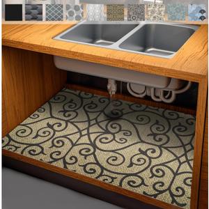 AiBOB Waterproof Under The Sink Mat, Absorbent Quick Dry Sink Liners Protect Cabinets, Durable Shelf Liners, Slip Resistant and Non-Adhesive, 24X36, Black/Brown