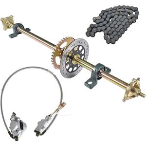 Go Kart Rear Axle Kit 44-inch Axle with Pillow Block Sprockets Brake Discs Hubs Chains Brake Master Cylinder Calipers Replacement for Go Kart ATVs 4x4s and Drift Tricycles