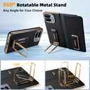 Dual Grip Pixel 10 Pro Fold Case with Stand, Leather & Metal Full Protective Hinge Protection Pixel Fold 10 Pro Case with Wrist Strap, Drop-Proof Cover for Google 10pro fold, Black