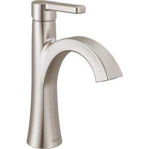 Delta Lineax Brushed Nickel Bathroom Faucet 1 Hole, Single Hole Bathroom Sink Faucet for Vanity, Metal Push-Pop Drain Assembly, Stainless 562-SSMPU-DST
