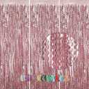 3 x KEEUH Pink Fringe Backdrop for Party Decorations (Pure Pink)