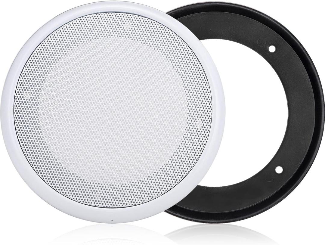 Facmogu 2PCS 6.5in Ceiling Speaker Grille Covers, White Round Commercial Ceiling Speaker Grill for 6.5 Inch Speaker, Speaker Decorative Ring DIY Speaker Accessory Part with 8 Mouting Screws