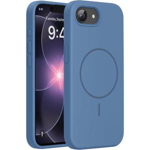 Miracase Magnetic for iPhone 17e Case & iPhone 16e Case, [Soft Anti-Scratch Microfiber Lining], Compatible with MagSafe, Silicone Shockproof Protection Phone Case for iPhone 17e/16e, Glass Blue