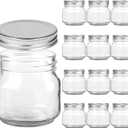Yomarket Mason Jars Regular Mouth 8 Oz Clear Glass Jars with Silver Metal Lids for Sealing, Overnight Oats Containers with Lids for Food Storage, Jelly, Candle, Dry Food, Jam,Diy Jars, 10 Pack