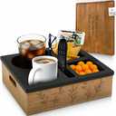 Couch Cup Holder and Serving Tray , Anti- Spill Couch Caddy , Silicone Paulownia Wood Cup Holder for Couch , Proof Couch Caddy Practical for Drinks ,Snacks, Remote Control, Rotatable Phone Holder.