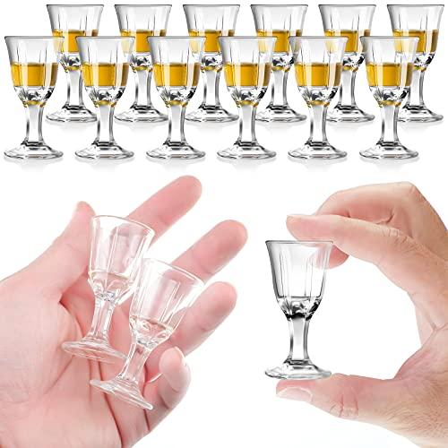 CHENGU 12 Pcs Mini Shot Glasses - 0.4 OZ/Half an Ounce, Clear Cordial wine Glasses with Base for Wine, Tequila, Whiskey, Spirits