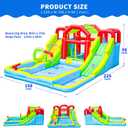 WELLFUNTIME Inflatable Water Double Slides Park with Blower, Shade Tent Bounce House with 2 Climbing Walls, 3 Water Pools, 226x168x98 Inch