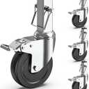 HOLKIE Scaffolding Caster Wheels 5 inch Dual Locking Casters Set of 4, 1-1/4" Square Stem Swivel Castor, 1190 lbs Load Capacity, Industrial Heavy Duty Replacement Castors