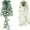 2pcs Fake Hanging Plants for Room Decor,Artificial Potted Plants Eucalyptus for Aesthetic Vintage Boho Home Office Living Bedroom Wall Patio Bathroom Bookshelf Christmas Indoor Outdoor Decor