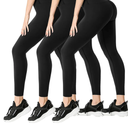 FULLSOFT 3 Pack Leggings for Women High Waisted Soft Black Yoga Pants for Workout Athletic Running Reg & Plus Size, S-M