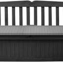 Keter Solana 70 Gallon Storage Bench Deck Box for Patio Storage, Front Porch Decor and Outdoor Seating  Perfect to Store Garden Tools and Pool Floats, Graphite
