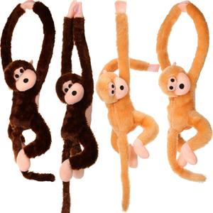 Chivao Set of 4 Stuffed Monkey Hanging Stuffed Animal Monkey Plush Toy Large Animal with Loop for Gifts Favors (20 Inch, Brown Khaki)