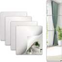 4 Pcs Self Adhesive Mirror, 3mm Thickened Shatteproof Safe Acrylic Stick on Mirror Tiles for Living Room,Bedroom, Workout