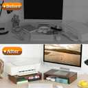 TEAMIX Monitor Riser - 2 Pack, Rustic Brown Wood Adjustable Stand for 2 Monitors/Laptop/PC