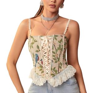 Alivila.Y Fashion Womens Sexy Vintage 1920s Renaissance Lace Trim Corset Bustier XL