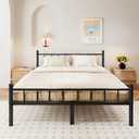 zizin Full Size Metal Bed Frame with Headboard & Footboard 14 Inch Metal Platform Mattress Foundation Support with Steel Slat, Under Bed Storage, No Box Spring Needed