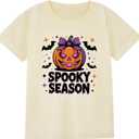 Boys Halloween Shirt with Cute Pumpkin, Ghost, Bat, and Dinosaur Graphics - Classic Crewneck Cotton Tee for Ages 2-7 Years (Yellow)
