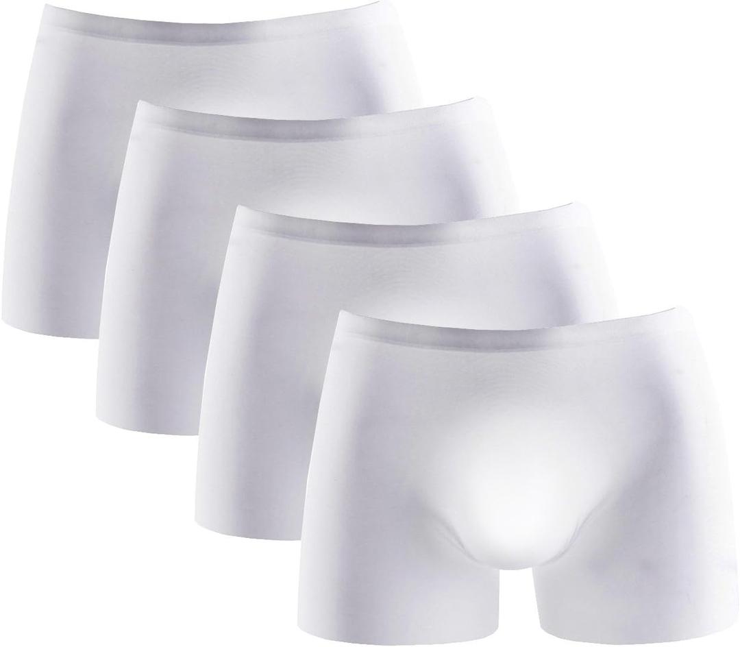 YATEEN Men's Traceless Underwear Ice Silk Boxer Brief (Medium, 4-pack White)