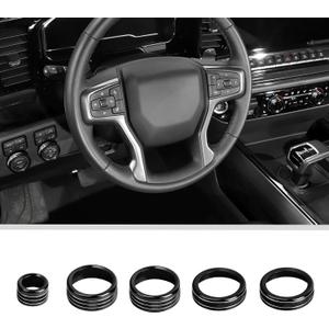 Voodonala Radio AC Knobs Air Conditioner Switch Button Center Console Switch Knob Cover Trim for 2022-2025+ Chevy Silverado GMC Sierra Interior Accessories Aluminum Alloy Black