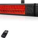 ThermoMate Infared Patio Heater for Outdoor, Electric 1500W IP65 Waterproof with Remote, 9 Heating Levels & 24H Timer for Restaurant Backyard, Plug-in 120V Black