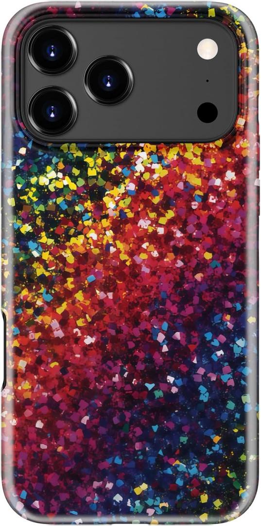 for iPhone 17 Pro Case, Wireless Charging Compatible,Dual-Layer Protection with Stylish Wildflower Design, Soft Silicone + Hard Shell, Cute Chic Phone Cover for Women - Sparkle Spectrum