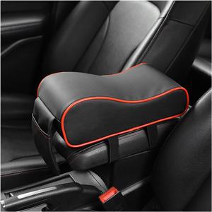 Yourkar Car Armrest Cushion, Soft Memory Foam Auto Armrest Pillow with Storage Bag, Leather Center Console Arm Rest Padded Cushion with Phone Holder, Universal Car Accessories (Black&Red)