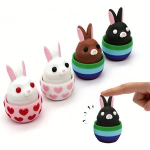 Easter Bunny Egg Figurines Set of Four 3D Printed PLA Decorative Easter Basket Fillers Party Favors for Office Desk/Car Interior Decor