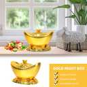 Cabilock Gold Ingot Candy Box 9.05X5.51X5.51 Inch Portable Chinese Feng Shui Ornament for Home Decor Wedding Party Storage and Display