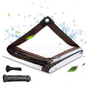 10 x 20 FT Clear Thicken Waterproof Tarp, Rainproof Covering, Heavy Duty Anti Tear Tarp with Grommets, Windproof and Snowproof Poly Tarpaulin for Patio, Plants, Henhouse, Garden, Porch