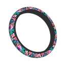Pink Hawaiian Flower Car Steering Wheel Covers Beautiful Flowers Floral Universal Fit 15 Inch Steering Wheel Protector Cover Stretch-On Automotive Car SUV Sedans Accessories Decoration for Women Girls, 3 Pack