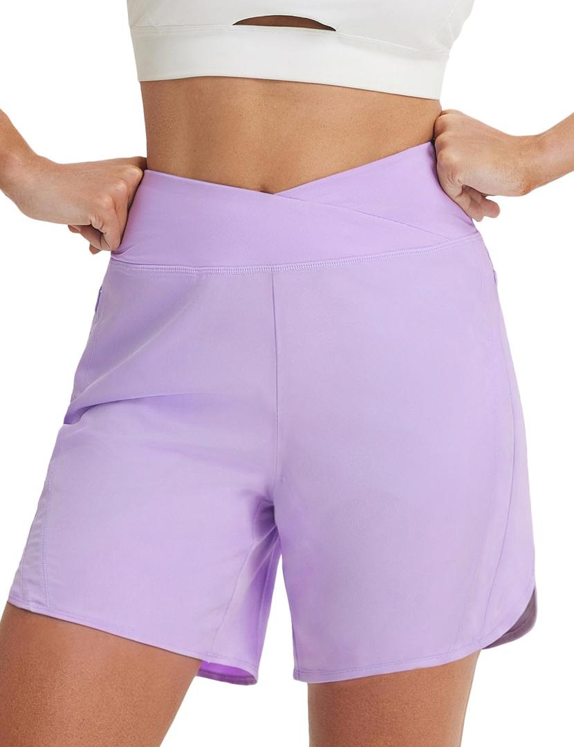 baleaf Women's 7 inch Athletic Shorts Quick Dry Shorts Light Purple XL (Purple, XL)