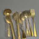 Patelai Serving Utensils Set Include Stainless Steel Large Spoons Slotted Spoons Forks Tongs Soup Ladle and Pie Server for Parties Buffet Catering, Dishwasher Safe (Gold,10 Pieces)