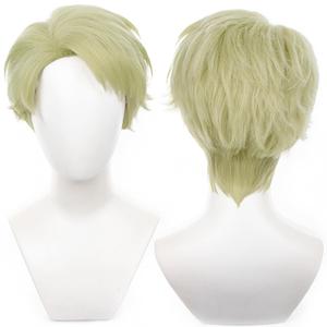 Anime Green Yellow Short Wig Suit-Sorcerer Office-Worker Costume | Men Women Short Straight Hair High Temperature Fiber Breathable Rose Net Halloween, Anime Conventions & Comic Cons