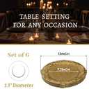 MAONAME 13" Antique Gold Charger Plates, Plate Chargers with Embossed Rim, Round Plastic Charger Plates for Wedding, Table Decor, Set of 6