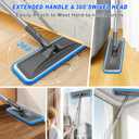 Microfiber Mops for Hardwood Floor Cleaning - BPAWA Flat Floor Mop with 4 Washable Pads for Laminate Wood Tile Vinyl Home Kitchen Bathroom - 59" Adjustable Handle