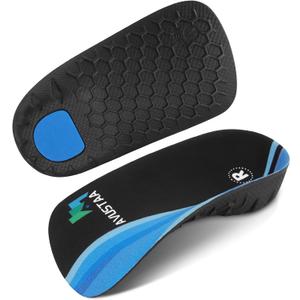 High Arch Support Insoles 3/4 Orthotic Inserts for Flat Feet Plantar Fasciitis Relief Overpronation, Shoes Insoles for Men Women Running, Black and Blue(M:Men 6.5-8.5, Women 7.5-9.5)