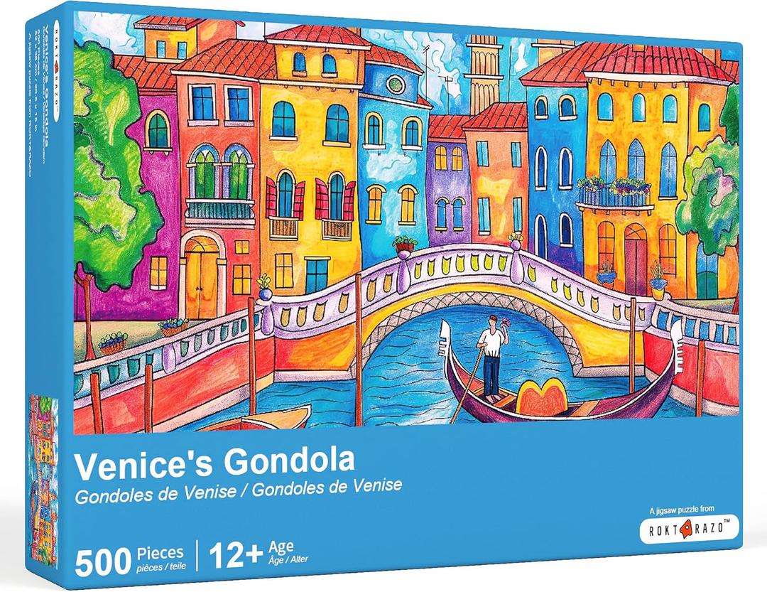 rokt&razo Venice's Gondoli, 500 Pieces Jigsaw Puzzles, Kids & Adults, Europe Puzzles, Family Game Nights, Finish Size 20.5 * 15.0in