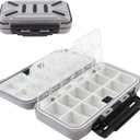 OriGlam Fishing Tackle Storage Box, Double Sided Waterproof 16 Compartments, Tackle Storage Organizer Box, Fishing Lure Box Storage Containers (Gray)